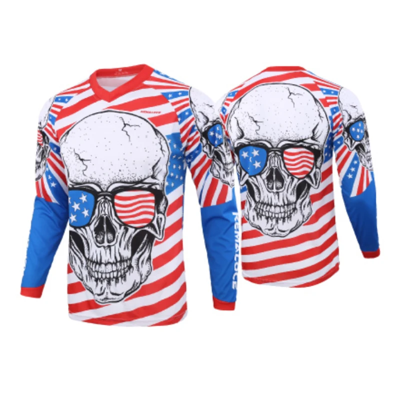 thumbnail image 1 of Camiseta deportiva de manga larga de secado rápido para ciclismo de montaña, camiseta de motocross, camiseta de descenso blanca, 1 of 5