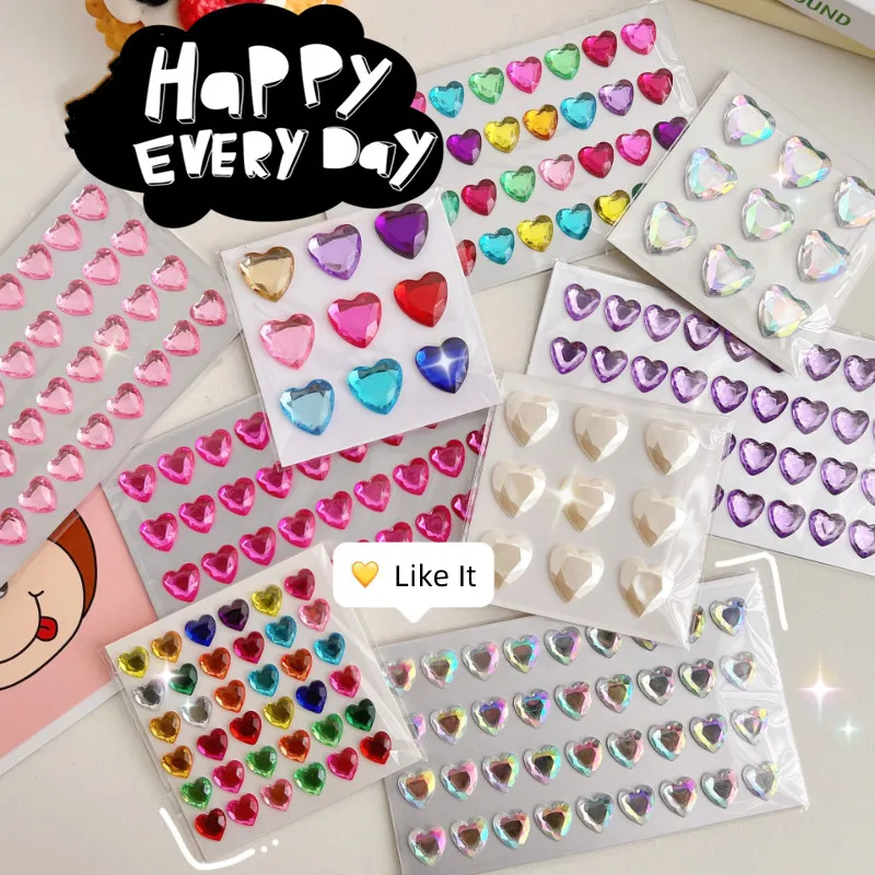 3D Crystal Heart Shining Stickers for DIY Crafts and Journaling