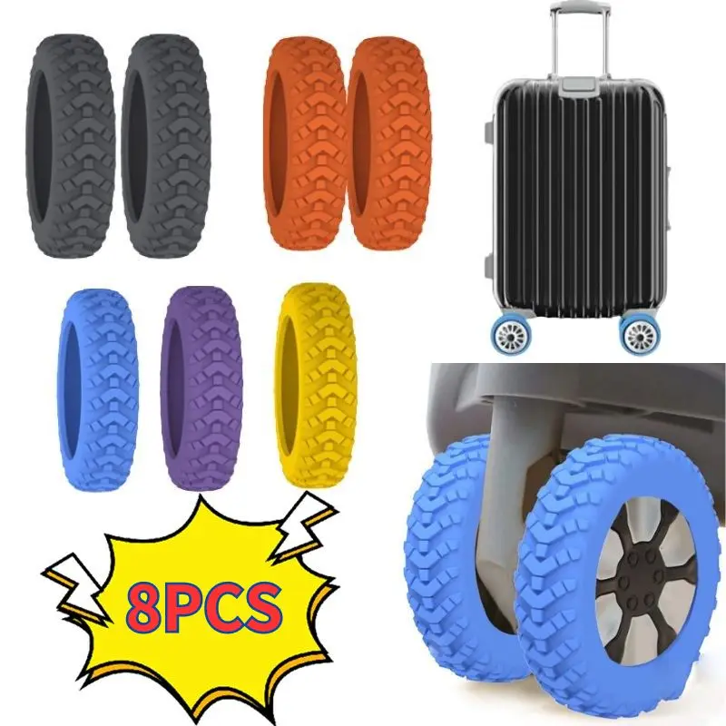 8PC Silicone Suitcase Wheel Protection Case with Silent Sound Travel Luggage Suitcase Wheels Cover Castor Luggage Accessories