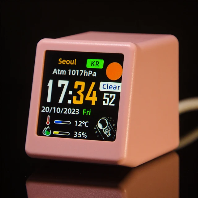 Small Portable Smart Wifi Weather Station Display Weather Temperature Humidity Time Alarm Clock Desktop Decoration - Image 4