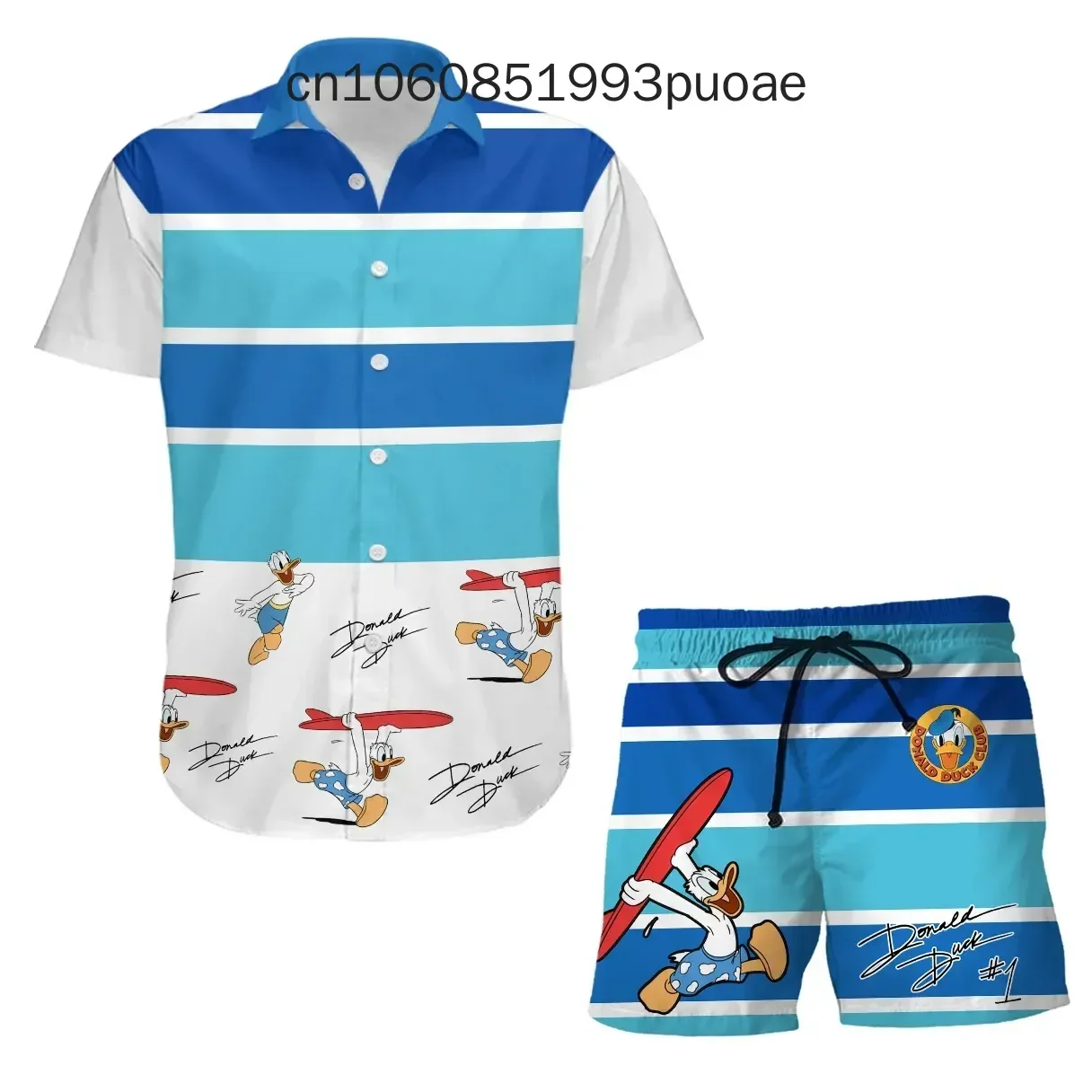 New Mickey Mouse Summer Vacation Beach Hawaiian Shirt And Board Shorts Disney Fashion Short Sleeve Shirt Set 4