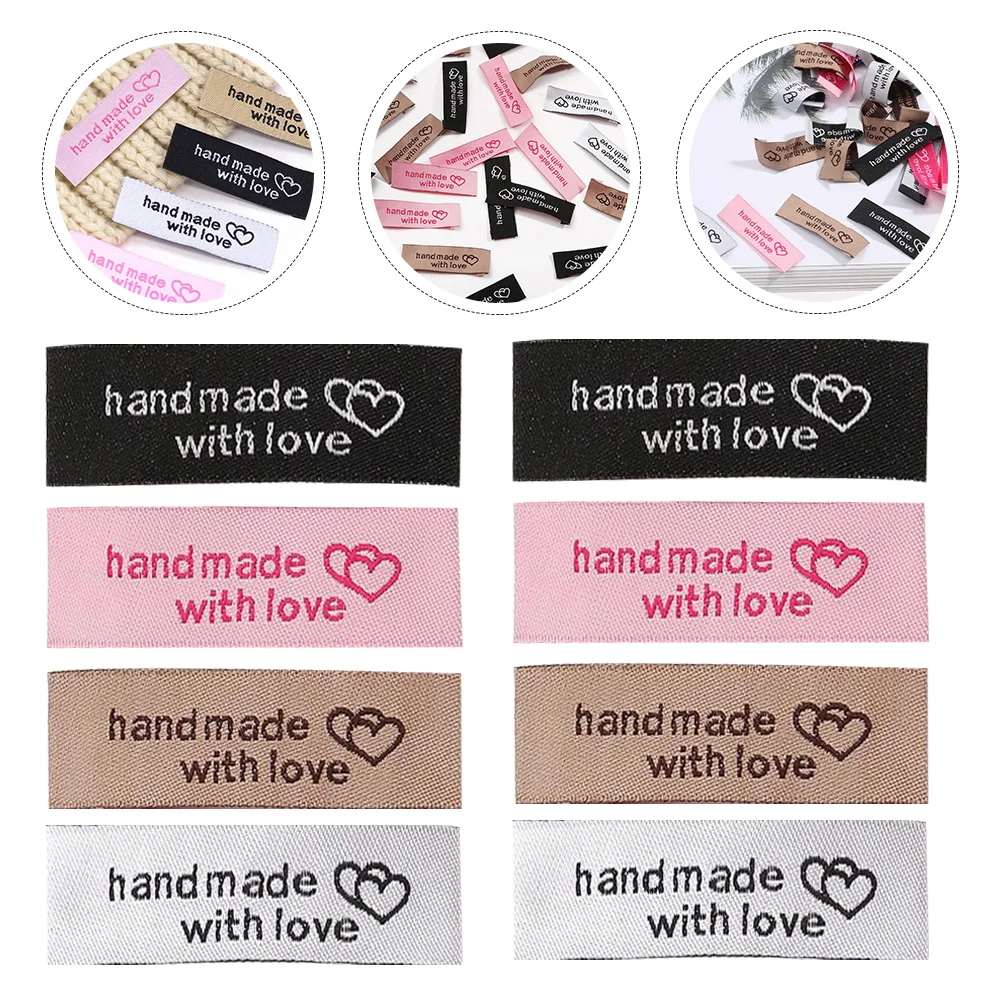 

80 Pcs Love Clothes Tag Decor Heart Woven Ribbon Tags Polyester Handmade