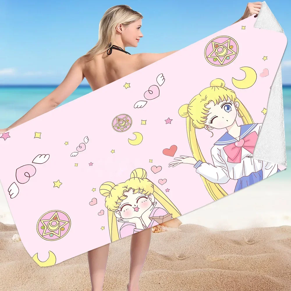Japanese Anime Sailor Moon Princess Bath Towels Microfiber Beach Swimming Towel Decor for Adults Kids Gift 75x150cm 3