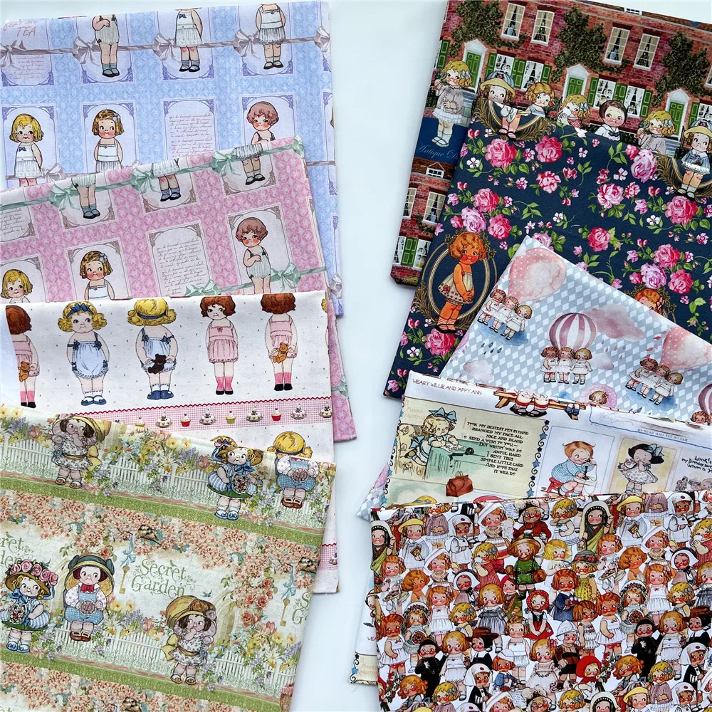 Retro Flower Tomato Doll Cotton Fabric for Kids Clothes Home Textile