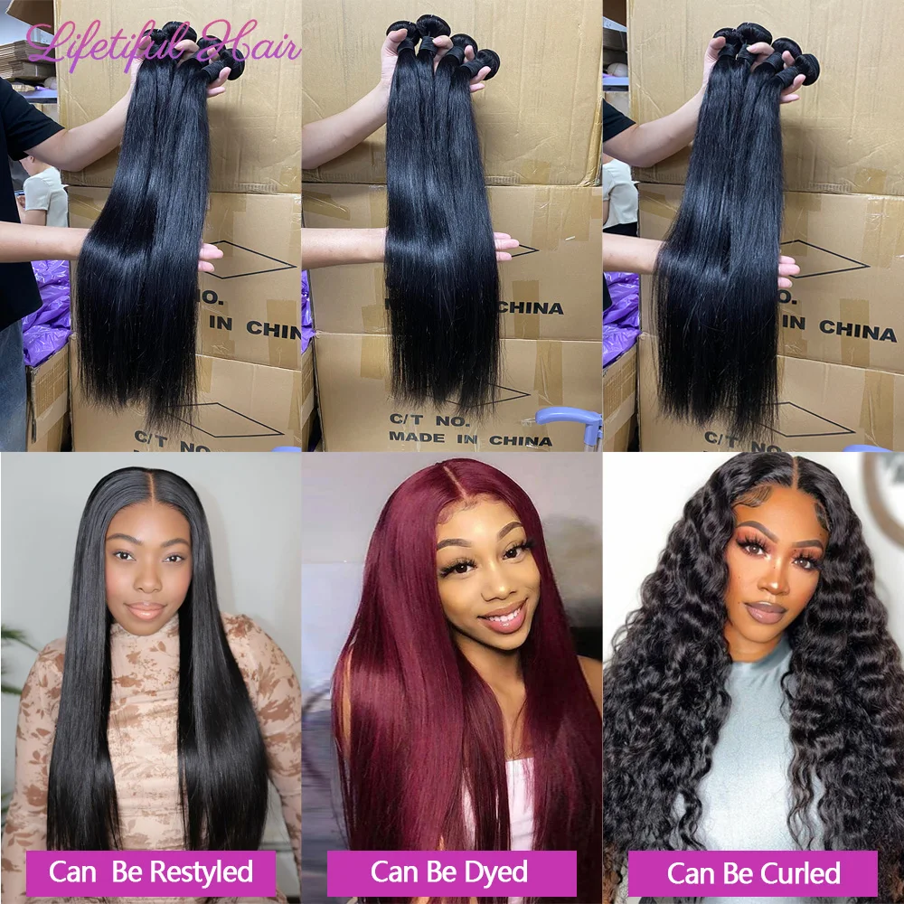 10A 26 28 30 Inches Straight Human Hair Bundles Brazilian Raw Hair Bundles 100% Human Hair Extensions Bundles Soft Fast Shipping 6
