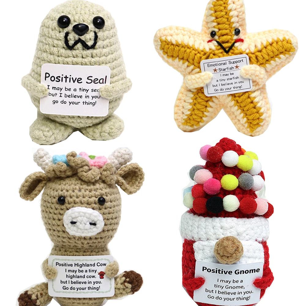 Kreative gehäkelte Tierpuppe, niedliche emotionale Unterstützung, Strickpuppe, Freunde, Geschenk