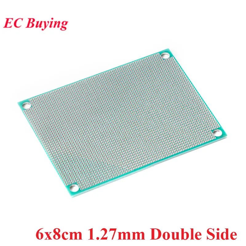 6X8Cm Doppio Lato Prototipo Pcb Fai Da Te Universale Circuito Stampato 1.27Mm 6*8Cm Prototipazione Elettronica Piastra In Rame Protoboard