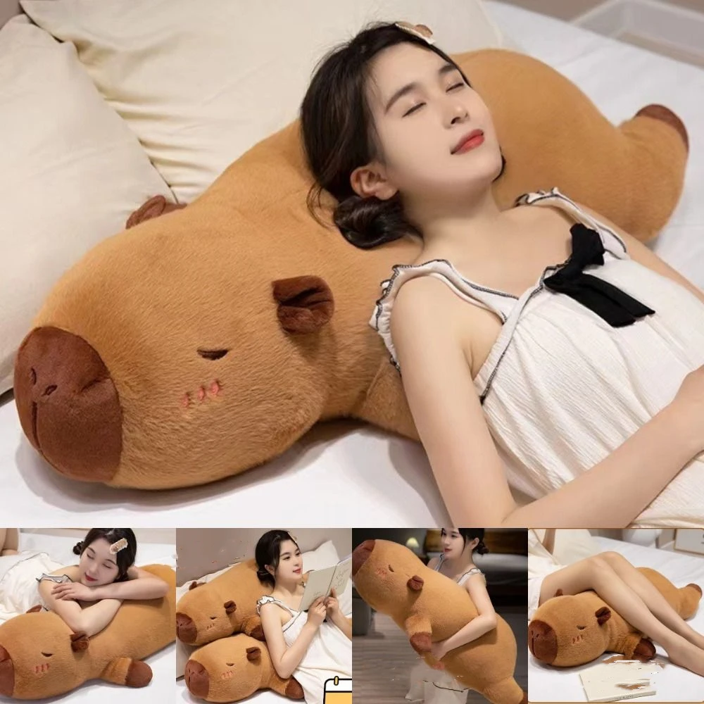 Cartoon stuffed capybara plush toy 40/60/80cm giant bed long pillow sleep creative rectangle cushion home decor plush pillows-plush toys