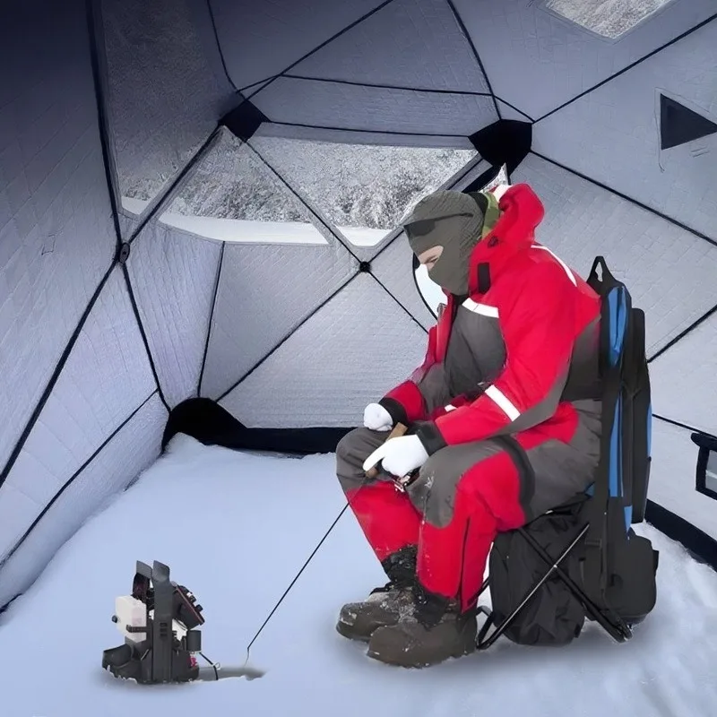 Thickened Winter Fishing Outdoor Tents Convenient Chimney Large Space Warm Tents Snow-proof Multifunctional Camping Supplies 2