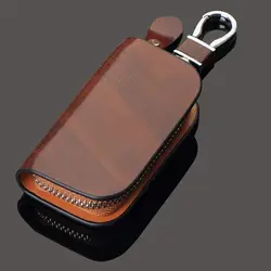 Premium Leather Car Key Case Cover - Elegant Protective Sleeve - Without logo (Brown)