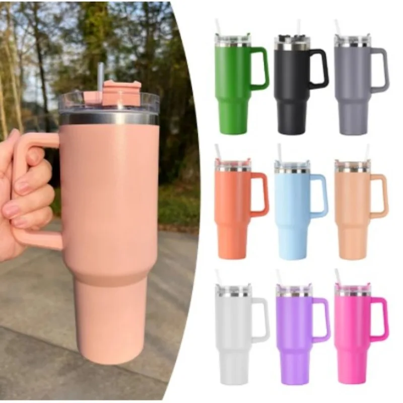 

40oz Mug Tumbler With Handle Insulated Tumbler With Lids Straw Stainless Steel Coffee Tumbler Termos Cup for Travel Thermal Mug