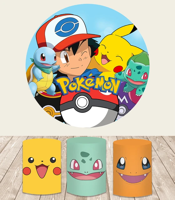 Capa redonda do fundo do partido de Pokémon, fundo do aniversário, Pikachu,  adereços do chuveiro do bebê, decoração da bandeira da fotografia do  poliéster - AliExpress