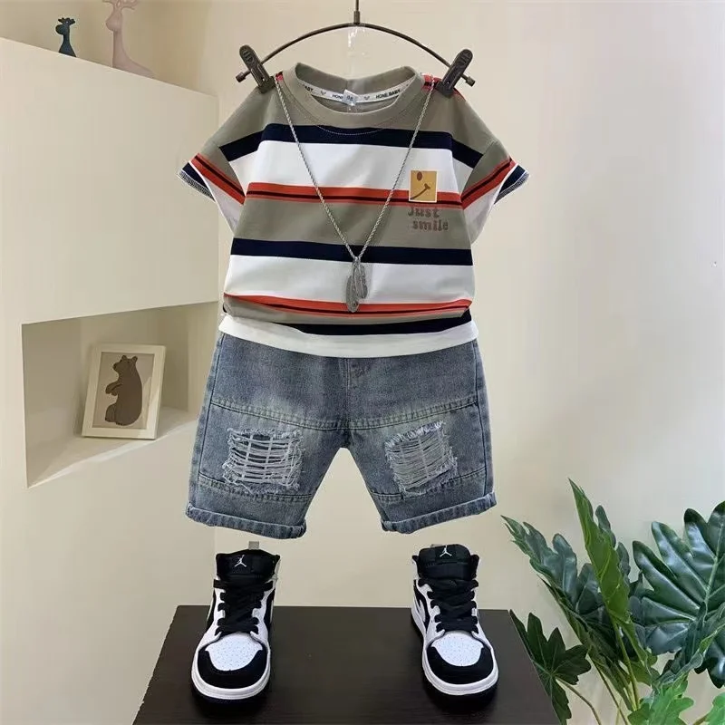 Boys' Summer Cotton Shirt & Shorts Set 4