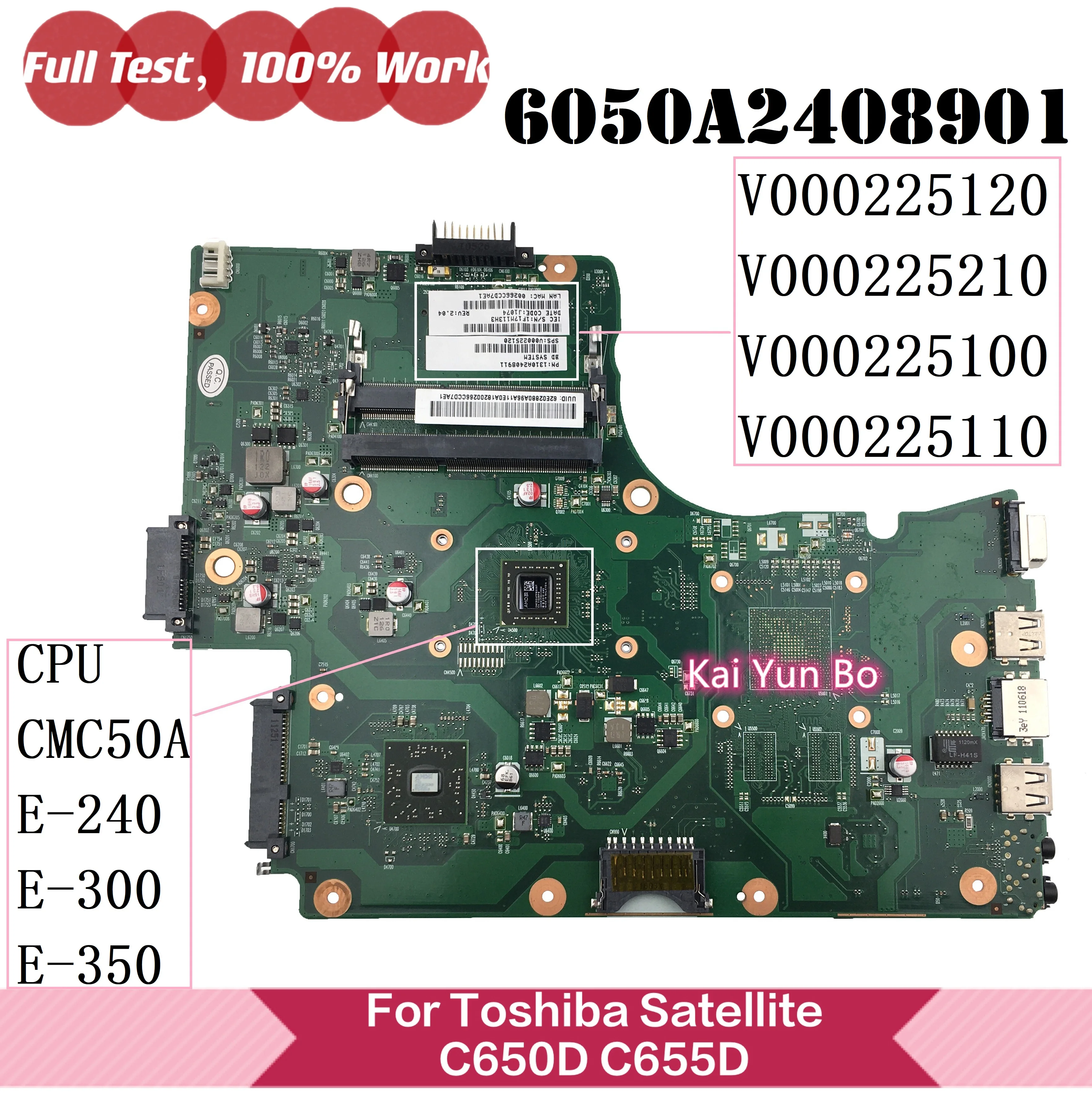 

Mainboard V000225120 For Toshiba Satellite C650D C655D s5130 Laptop Motherboard V000225210 V000225100 V000225110 6050A2408901