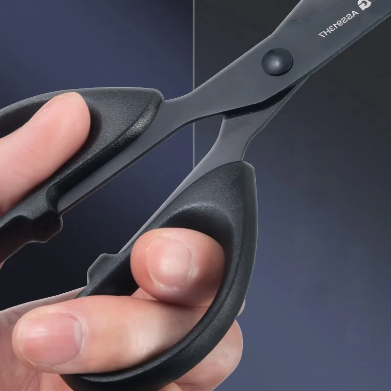 Black Blade Scissors Stationery Scissors 180mm Abrasion Resistant Stainless Steel Blades Not Easy to Stick