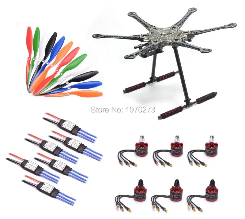 S550 F550 Hexacopter Frame with PDB & Carbon Fiber Landing Gear + 6 x 2212 920kv Motors + 6 x 30A ESC + 6 pairs 1045 Propellers