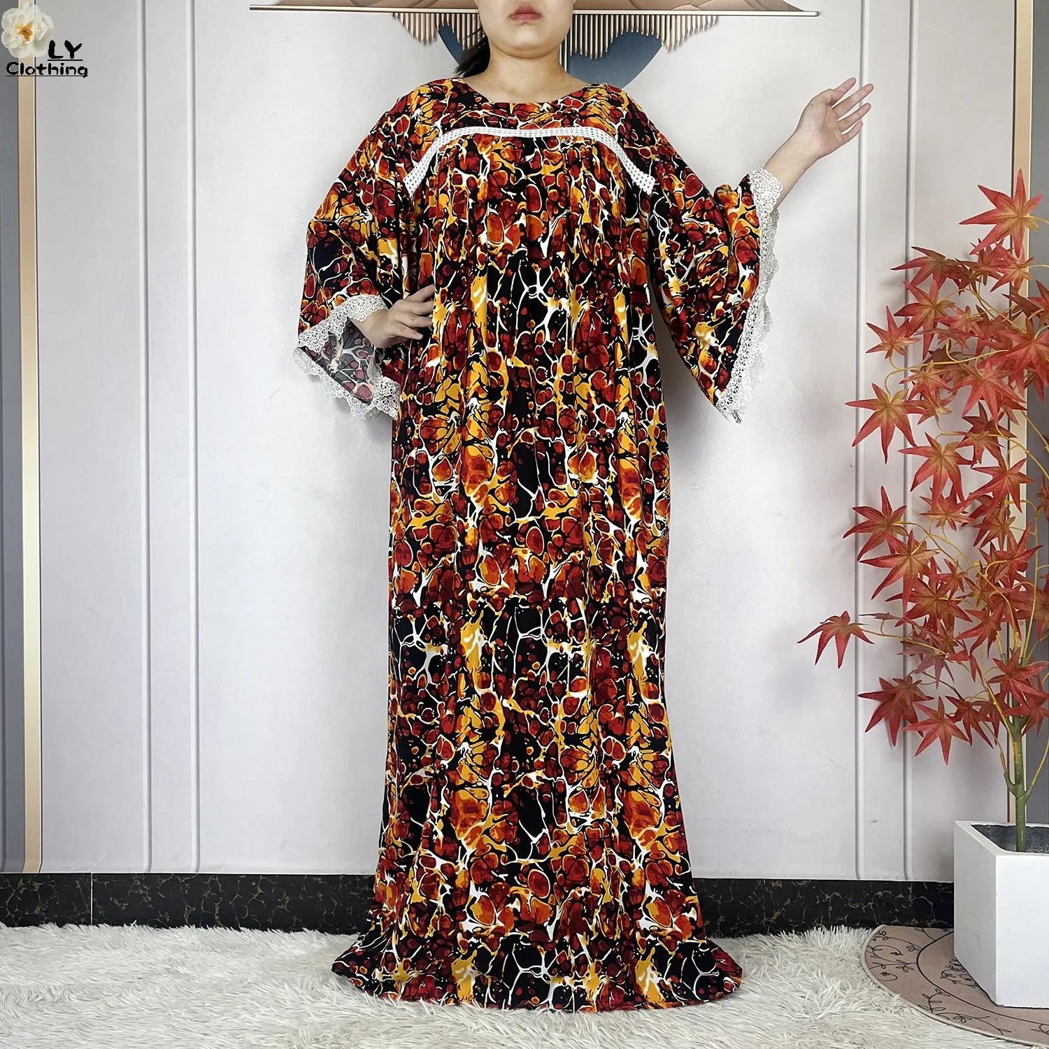 2025 Latest Party Dress Printed Pure Cotton Women Long Dress Dubai Casual Holiday Fashion Party Dresses African Abaya Clothing 4
