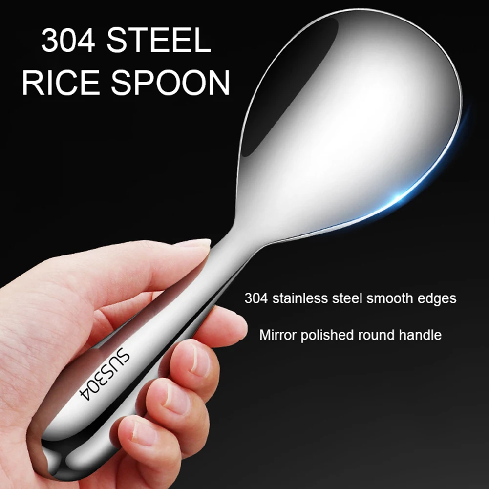 Rices Spoon Stainless Steel Serving Spoon Kitchen Non stick Rices Shovel Household Large Soup Split Meal For Dining Table stainless steel spoon