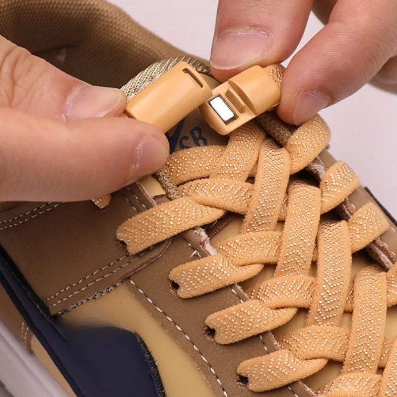 1 Pair Magnetic Locking Shoelaces Without Ties Sneakers Elastic Laces ...