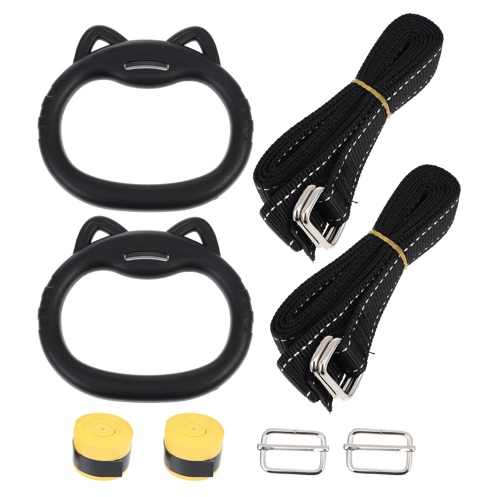

Fitness Gym Ring Set- Ring Straps Children Fitness Hanging Rings Non- Fitness Ring for Children ( Black )