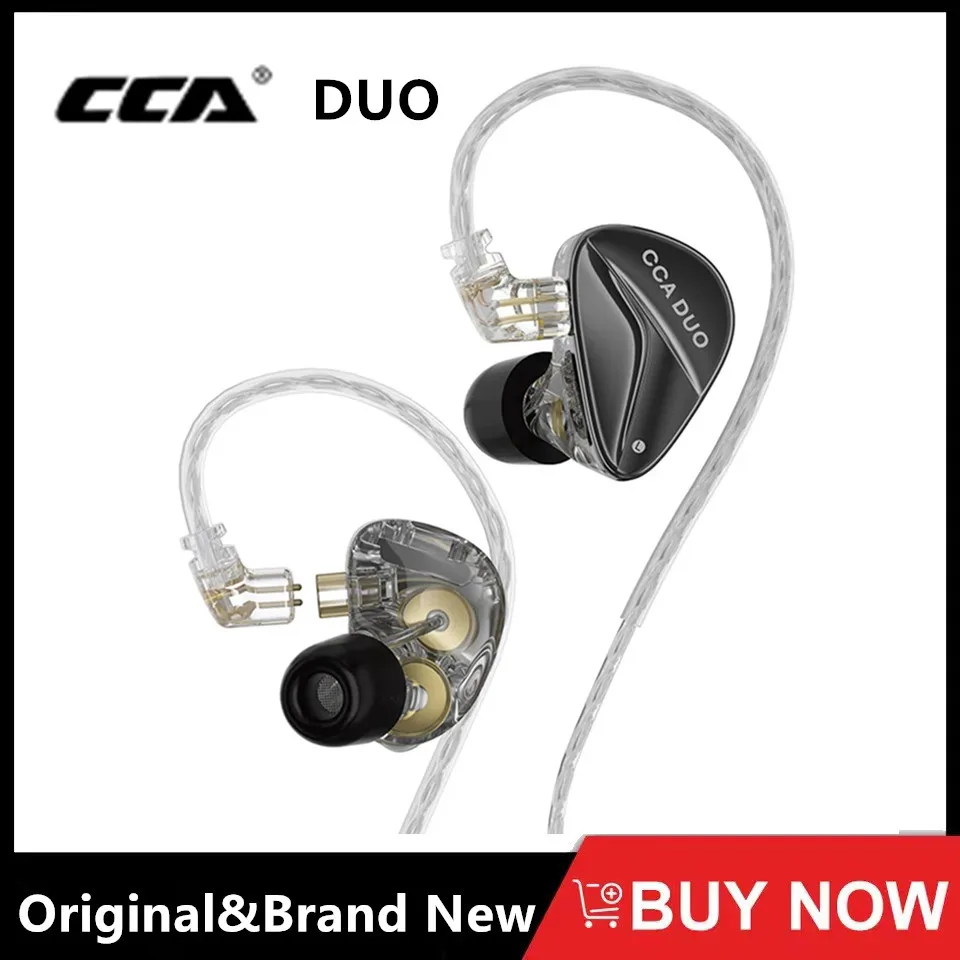 

CCA DUO Metal Wired Headphone In Ear Monitor Earbuds HiFi Bass Earphone High-performance dual- dynamic Headset