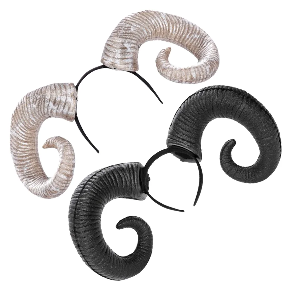 

2 Pcs Funny Headband Halloween Costume Cosplay Headbands Ox Horn Big Party Decor Hair-hoop Pu
