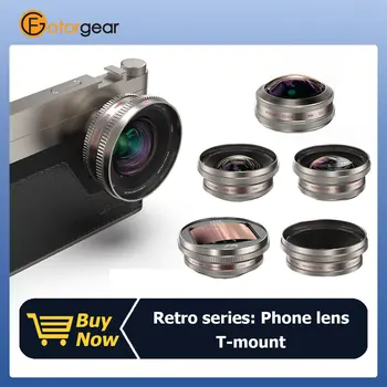 Fotorgear Retro Lens 8mm Fisheye, grandangolare 16mm, macro 45mm/75mm, ritratto 60mm, obiettivo anamorfico 1.55x Obiettivo per telefono con attacco a T