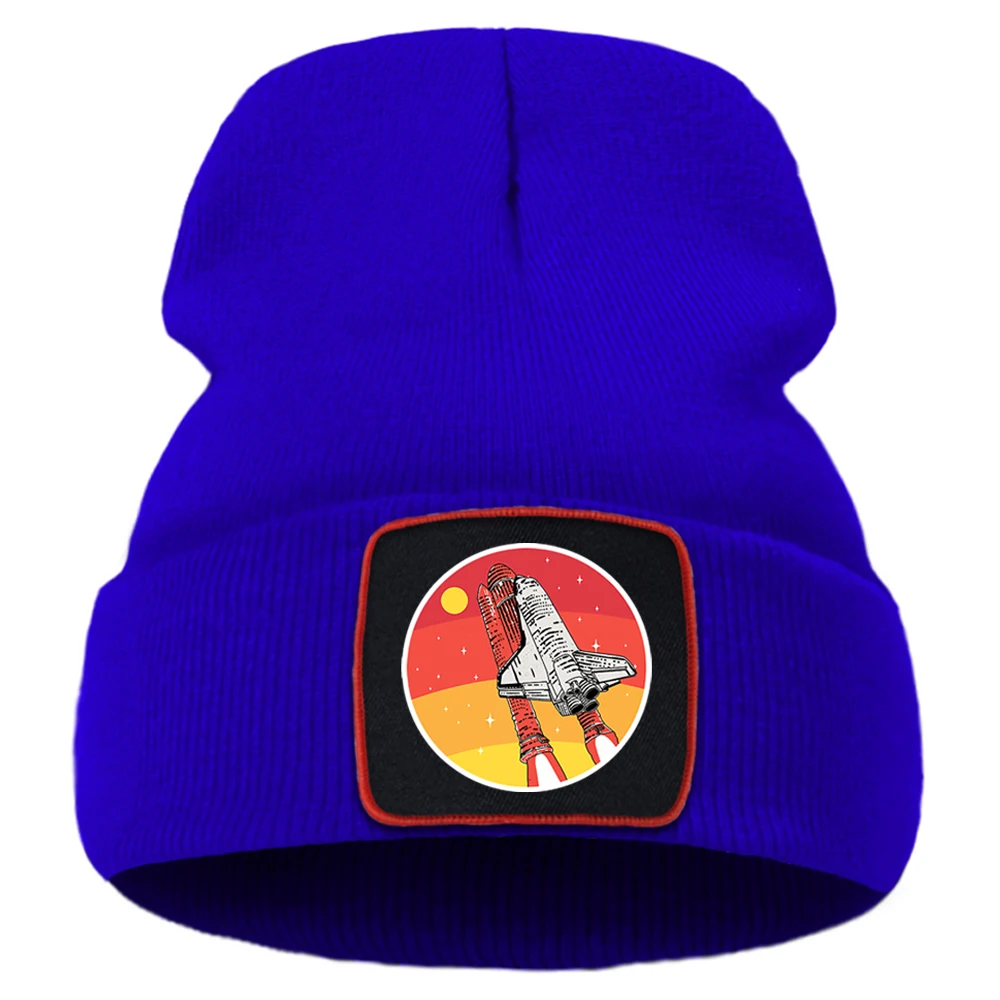 Mission Of Fire Space Shuttle Printing Winter Cap Street Fashion Warm Beanie Caps Simple Casual Unisex Caps Quality Comfort Hat