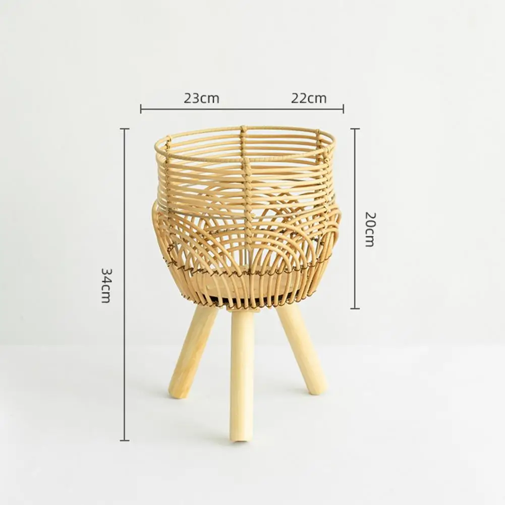 Flower Stand Good Supporting Drop-resistant Imitation Rattan Flower Shelf High Foot Free Standing Bonsai Rack Living Room Supply 6
