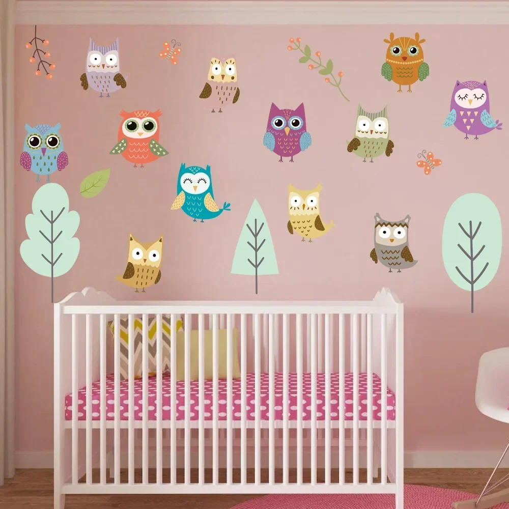 Cartoon owl glow-in-the-dark stickers Children's room self-adhesive wall stickers Decorative glow in the dark stars