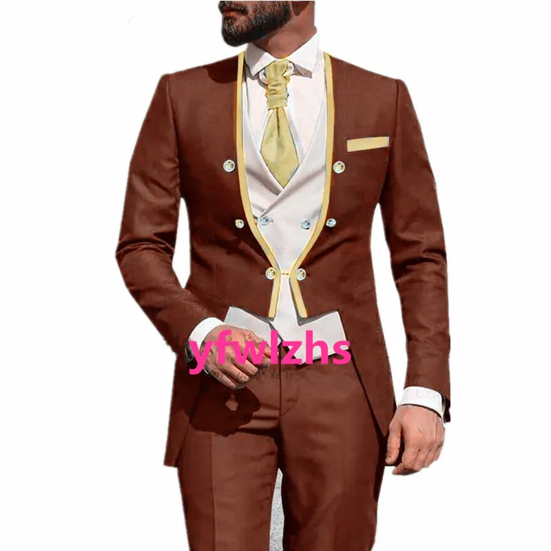 

Customized Six Button Men's Suit Jacket Blazers Halloween Costume Elegant For Luxury Man Suit's For Wedding Three Piece Set 215