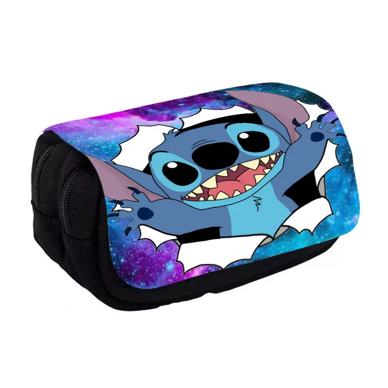 

Cartoon Pencil Case Stitch Animation Peripheral Large-capacity Double-layer Zipper Pencil Bag Stationery Box Student Supplies