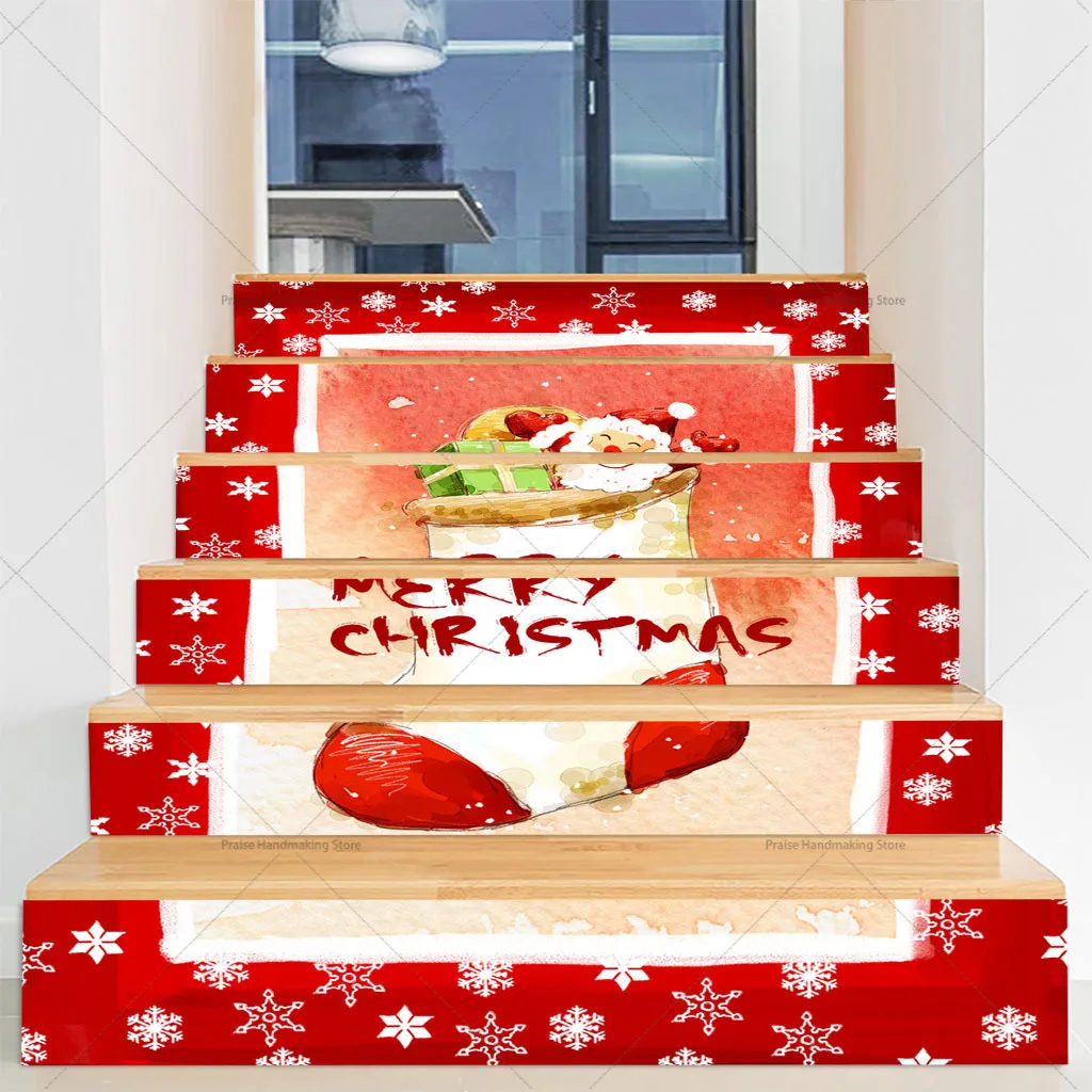 Christmas Decoration Staircase Stickers Removable Waterproof Stickers PVC Holiday Decoration Ladder Anti-slip