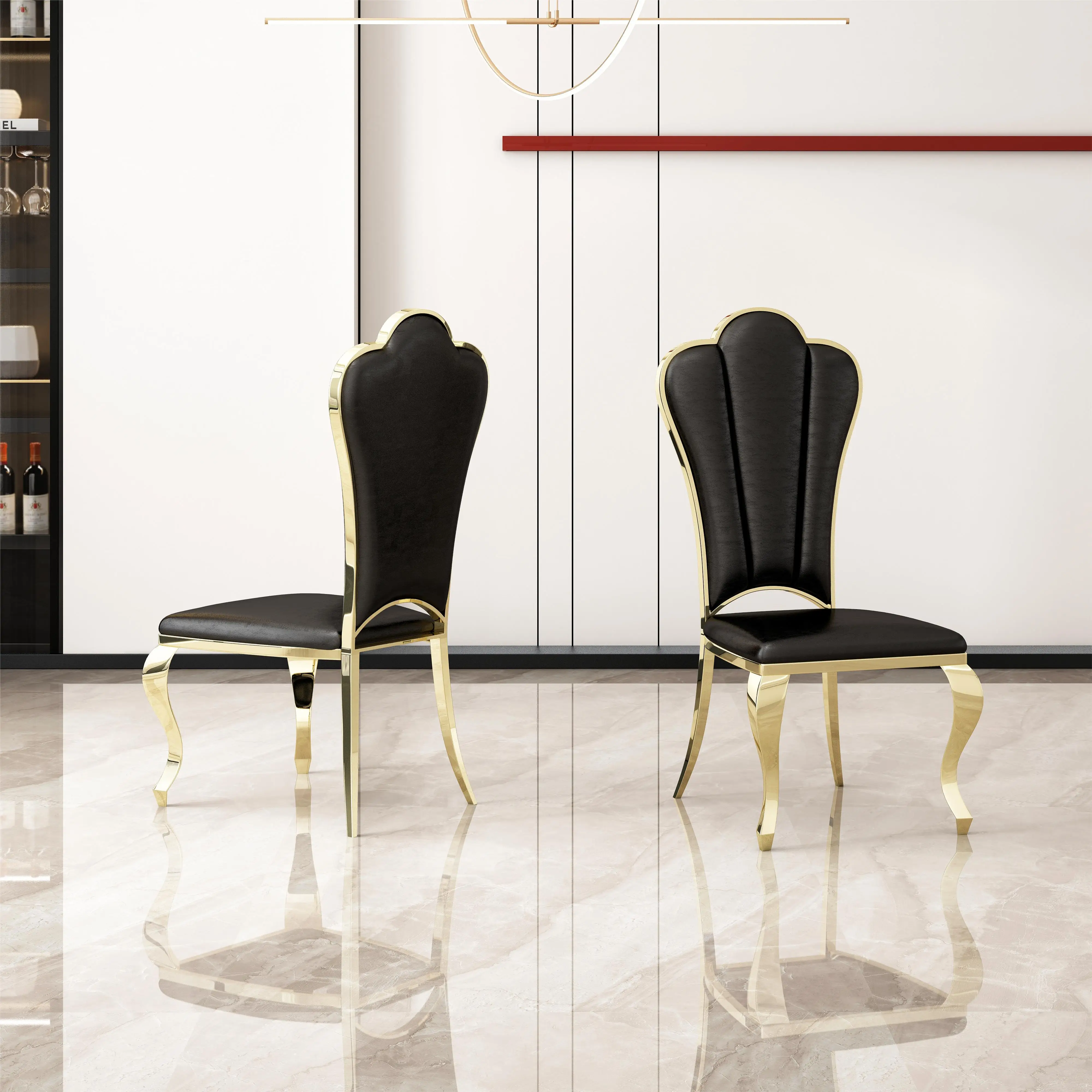 

Набор из 2 современных обеденных стульев из искусственной кожи, уникальный дизайн спинки с полосатым безрукавным стулом