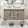 Double Bathroom Vanity with Sink, 61in Bathroom Storage Cabinet with Sliding Doors & Drawers, Dual Basin,Double Bath Vanity Sink 5