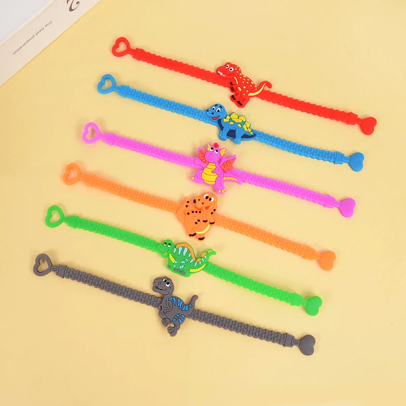 6pcs Dinosaur Party Rubber Bangle Bracelets Rings Kids Boys Jungle Dino Theme Birthday Party Decoration Favors Gifts for guests