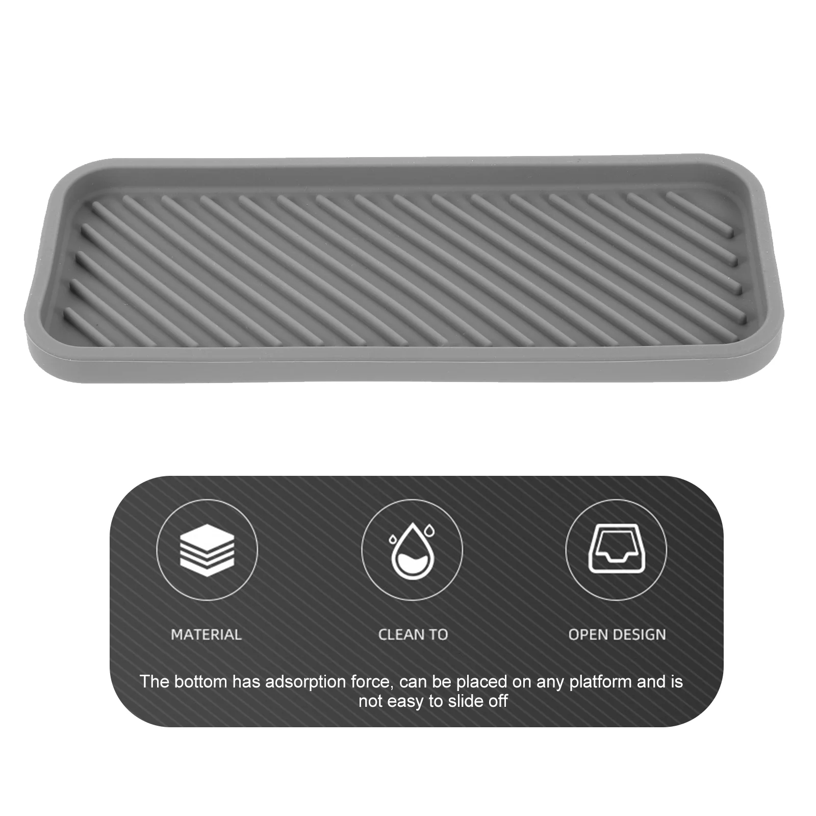 Silicone Pad Draining Tray Flatware Soap Dispenser Holder Silica Gel Makeup Sponge Dish Drying Mat 6