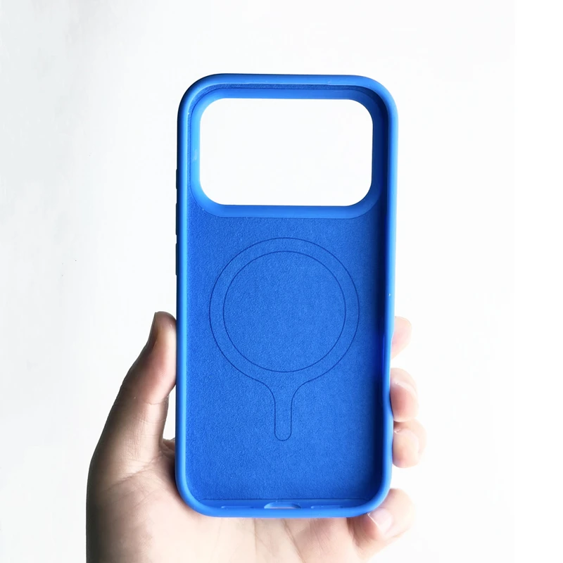 Magnetic Liquid Silicone Shockproof Phone Case with Soft Bumper and Wireless Charging Compatibility