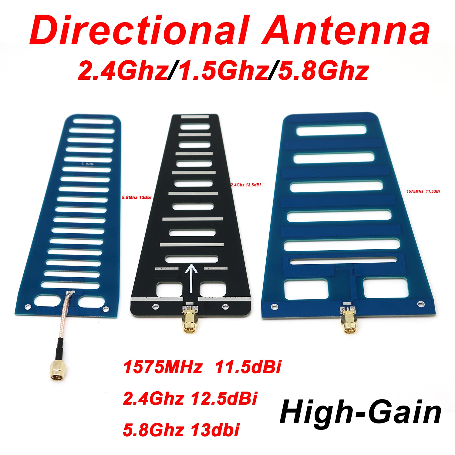 Lot 3 antennes directionnelles 1575MHz 2.4GHz 5.8GHz haut gain pour drone FPV RC