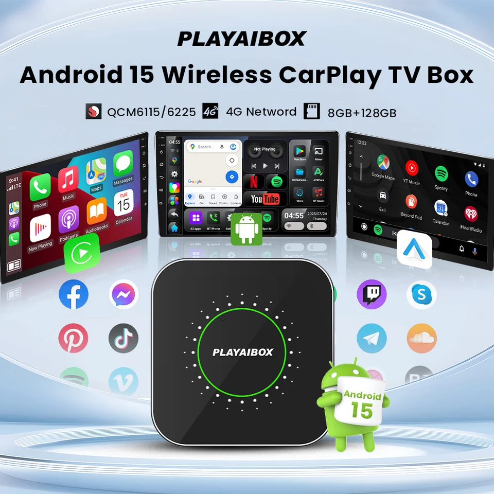 Android 15 CarPlay Ai Box Wired to Wireless Android Auto Built-in