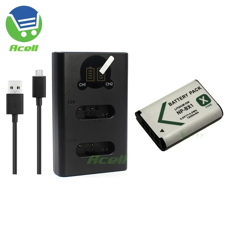 2X Batería NP-BX1 Compatible con Sony FDR-X1000V, X3000R... / HDR-AS30