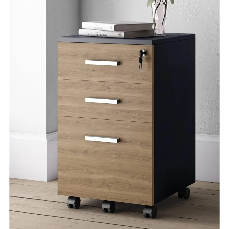 

Lazio File Cabinet with Lock - Filing Cabinet for Home and Office - 3 Drawer Small Rolling File Cabinet -Wood Printer Stand