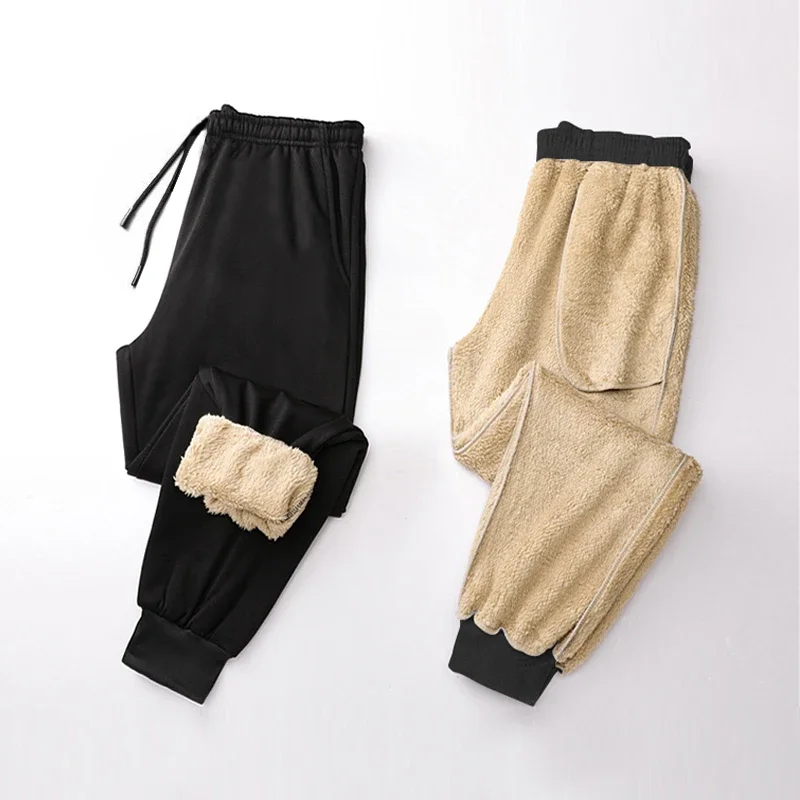 Winter Lamb Wool Warm Thickened Tracksuit Pants Men's Fashion Jogging Spring Slacks Men's Brand Plus Wool Plus Size Pants
