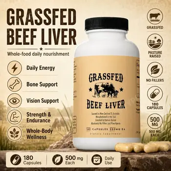 Grass Fed Beef Liver Capsules 180 Count 500mg Each Bovine Liver 3000mg Per Serving Whole Food Daily Nutrition