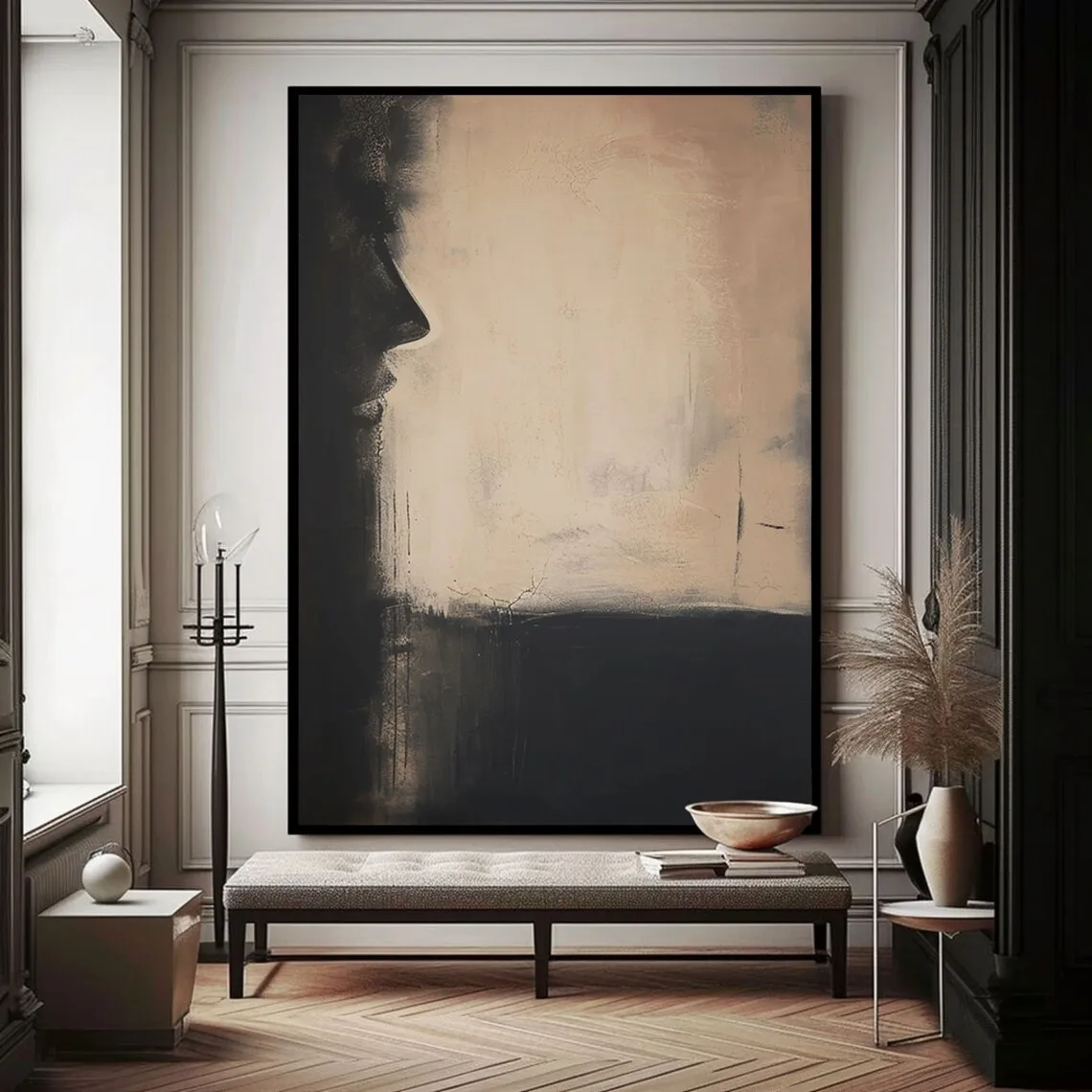 Wabi-Sabi Wall Art Black Beige Abstract Painting Medieval Black Beige Handmade Canvas Oil Painting Black Minimalist Wall Decor Wabi-Sabi Wall Art Black Beige Abstract Painting Medieval Black Beige Handmade Canvas Oil Painting Black Minimalist Wall Decor
