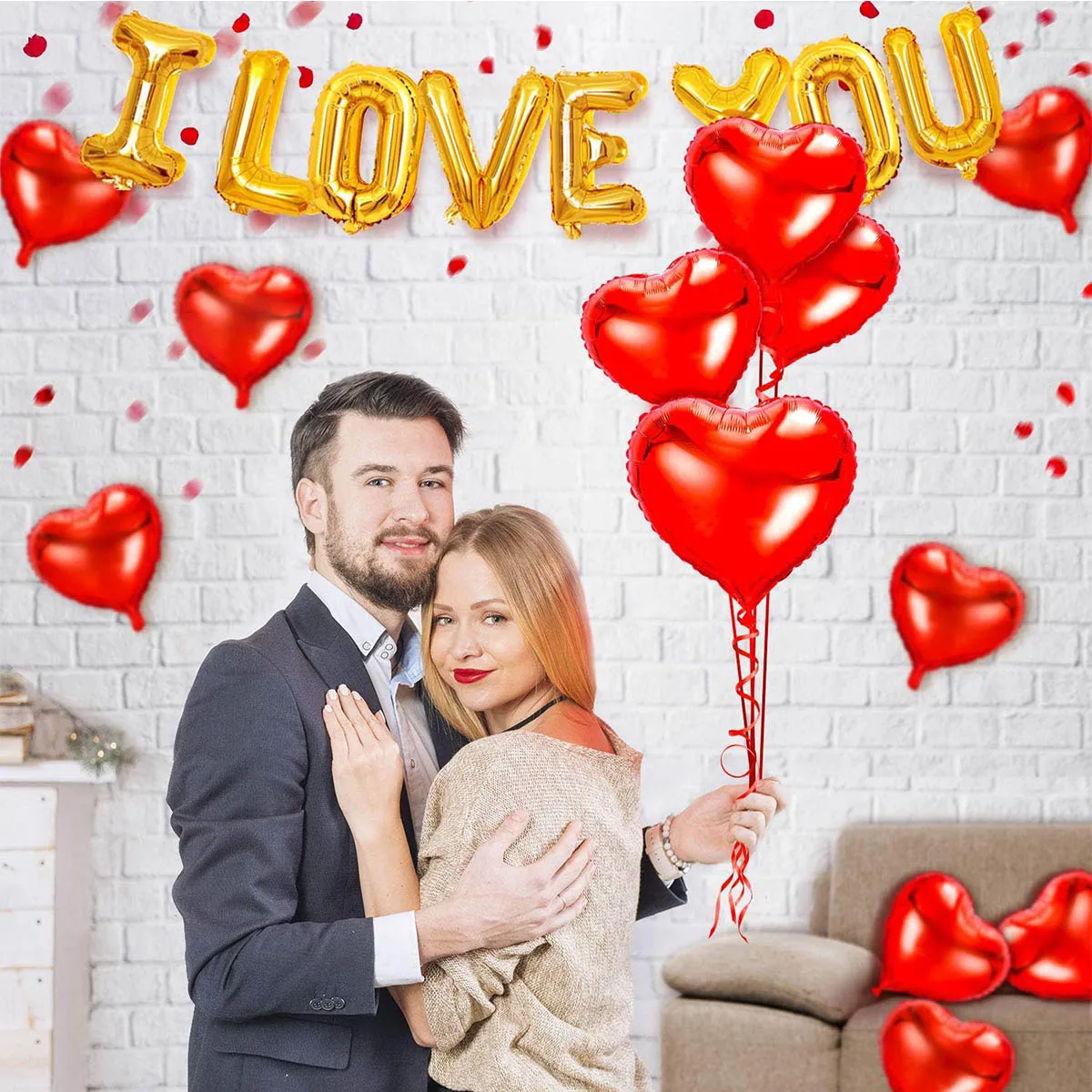 Valentine Day Balloons Kit, I Love You Balloons And Love-Bear Red Heart...