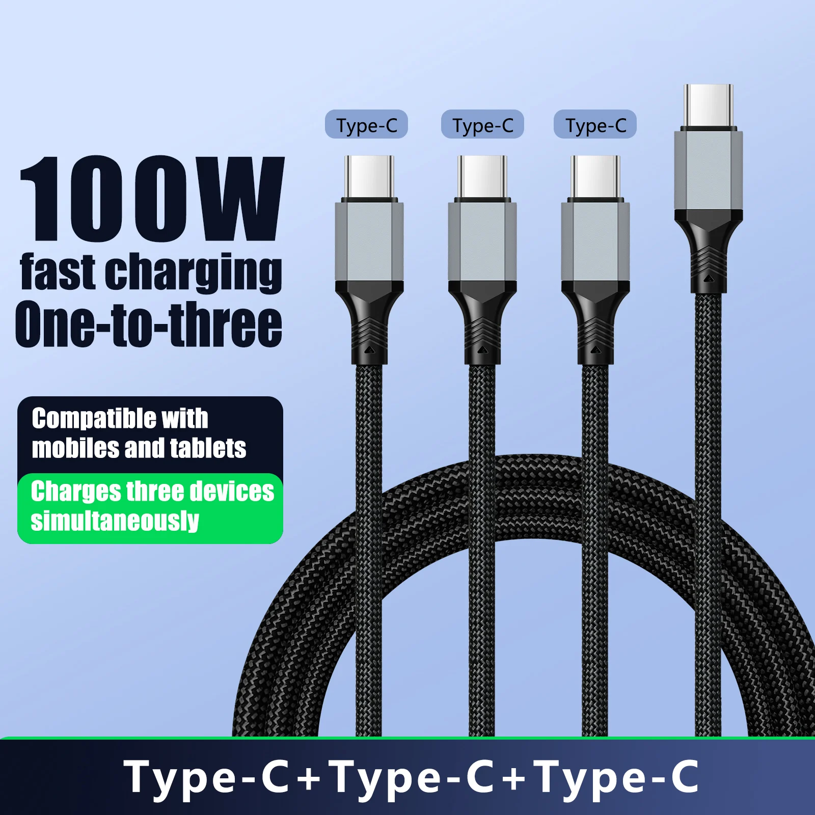 Universal 3-in-1 USB C Multi Fast Charging Cable with Multiple Connectors