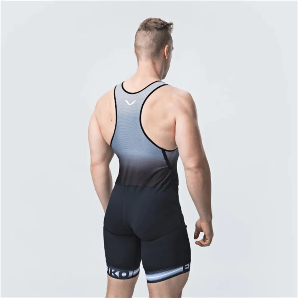 Men Sports Bodysuit Powerlift Suspenders Suit Wrestling Singlets Skinsuit Gym Sport Fitness Run Speedsuit Tights Sports Bodysuit