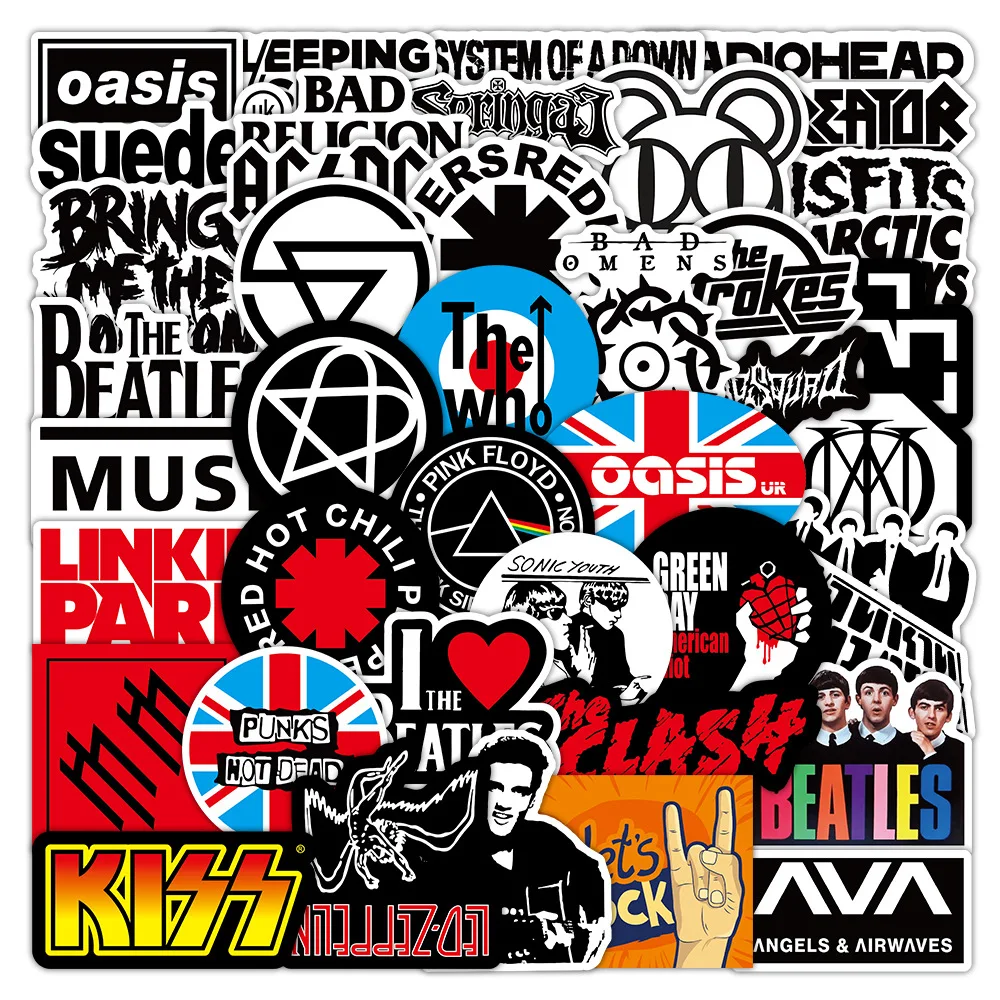 56-teiliges Set Lustige Cartoon-Rockband-Graffiti-Aufkleber Kreative Dekoration DIY Handyhülle Notizbuch Wasserbecher Spielzeug Geschenk-Sticker
