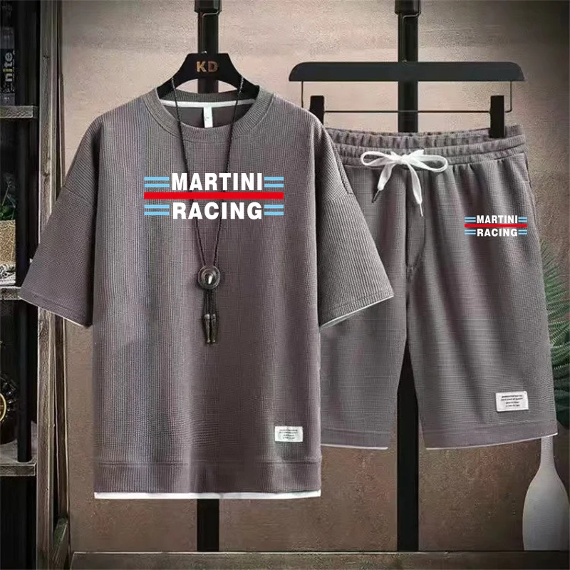 New Martini Racing Tuta Set Running T Shirt Sport Gym Tshirt Camicia A Maniche Corte Suit Dry Fitness Sports Set Abbigliamento Sportivo